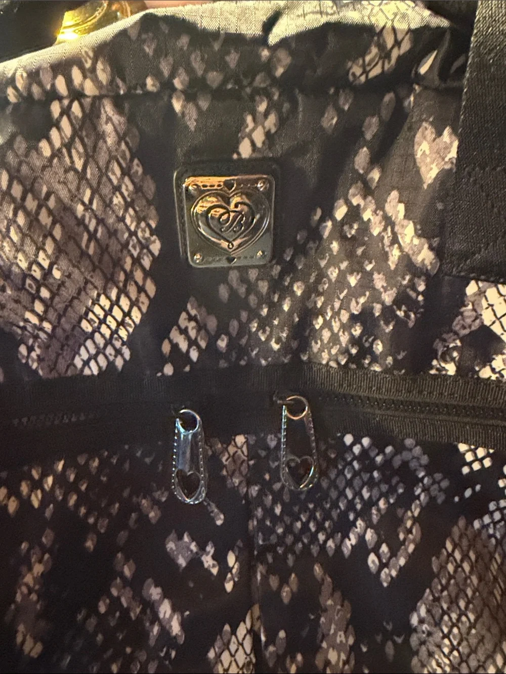 Brighton Black and White Snake-Print Tote